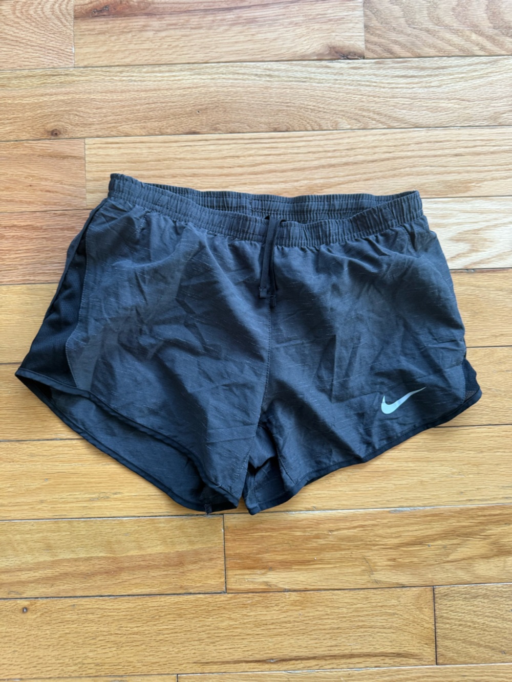 Nike Women’s Black Athletic Running Shorts with White Swoosh